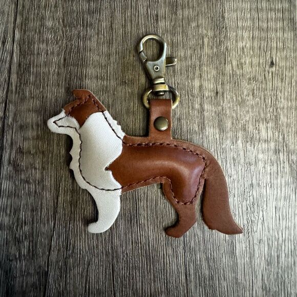 HONEY Leather Purse Charm FAST SHIP Pepper Portland Leather Dog Lover - Picture 1 of 3